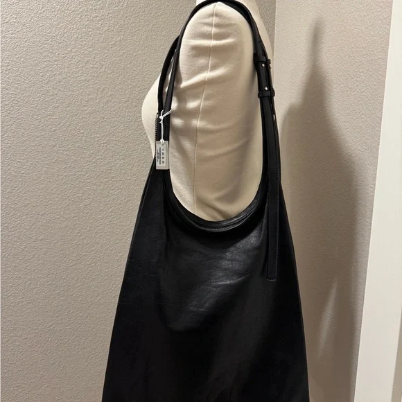 COS black leather modern minimalist hobo large NWT - Picture 4 of 12